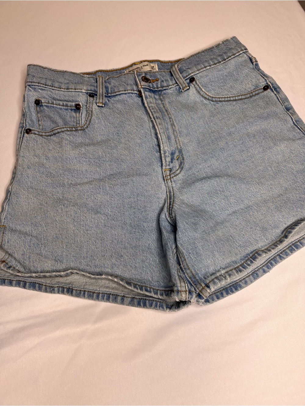 Abercrombie & Fitch Dad Short Light Wash Denim High-Rise Shorts